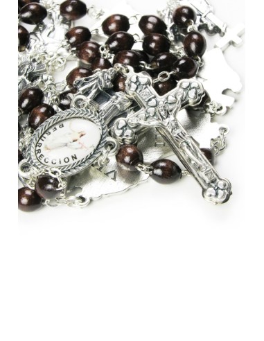 Metal Via Crucis Rosary - dark  Wood