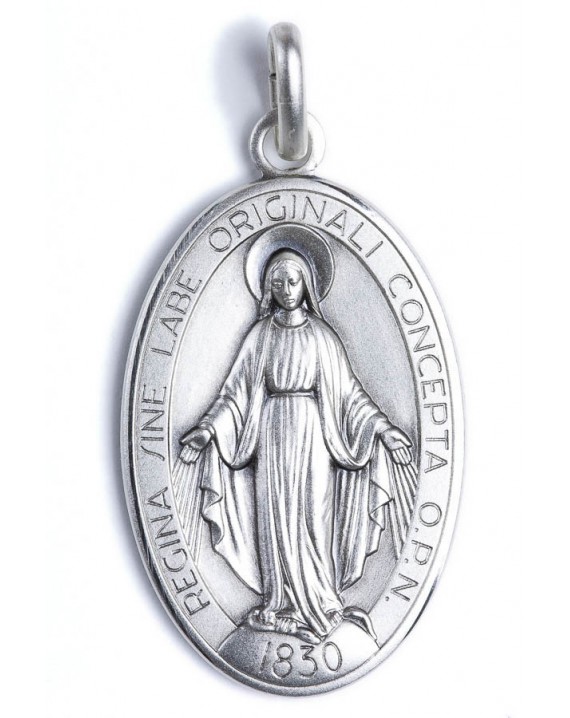 Miraculous Medal Virgin Mary 1 3/4 XL Large Catholic Medal Pendant ITALIAN