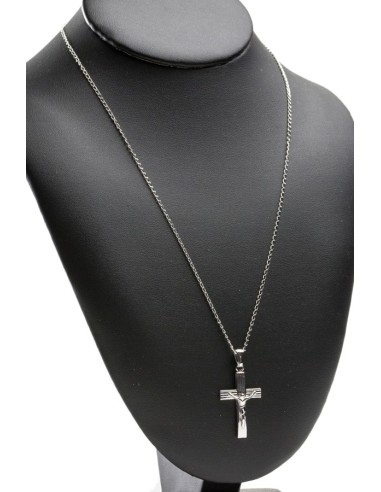 Sterling Silver Stripes Crucifix with chain 