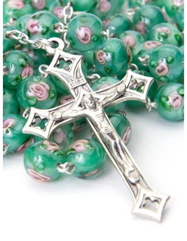 Green Murano glass Rosary