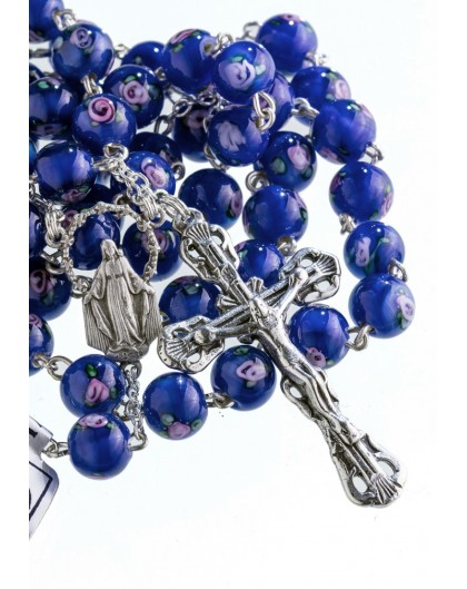 Deep Blue Murano Glass Rosary 6mm