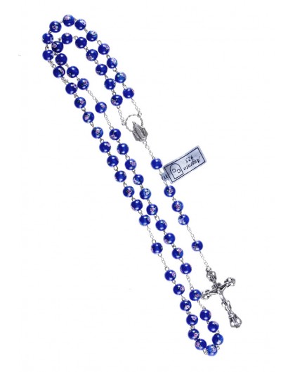 Deep Blue Murano Glass Rosary 6mm