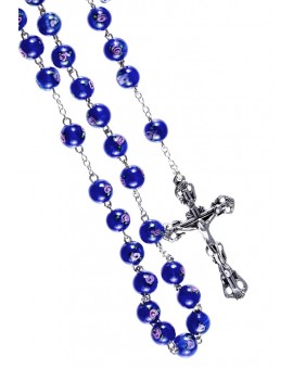 Deep Blue Murano Glass Rosary 6mm