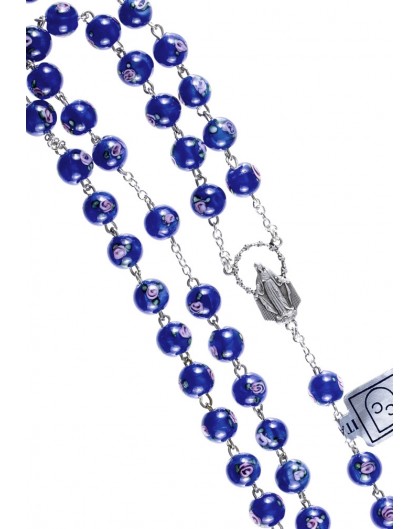 Deep Blue Murano Glass Rosary 6mm