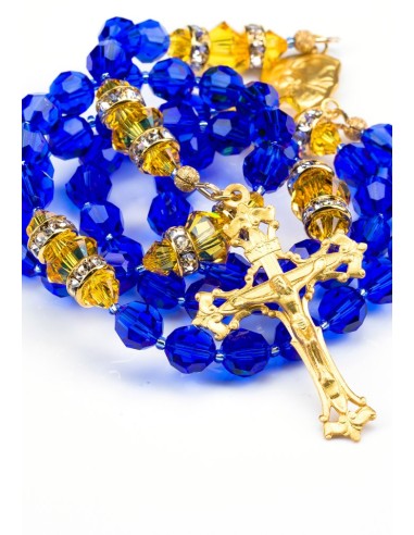 Majestic Blue and Sunflower Swarovski Crystals Rosary