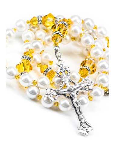 Sunflower and  Swarovski Pearls Rosary