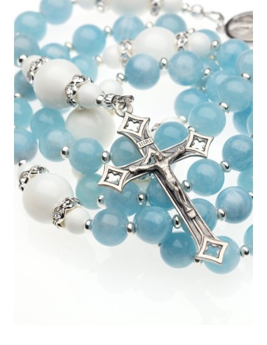 Aquamarine and White Shell Rosary  | Vatican Gift