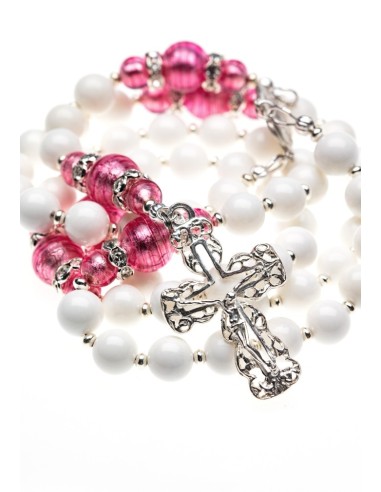 White Shell and Pink Murano Rosary  | Vatican Gift