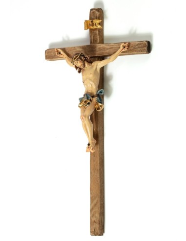 Handcarved wooden Crucifix Blue big  | Vatican Gift