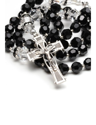 Jet Black and Clear  Crystals Rosary  | Vatican Gift