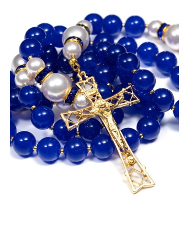 Deep Blue Jade,  Pearls, Sterling Silver Gold plated  | Vatican Gift