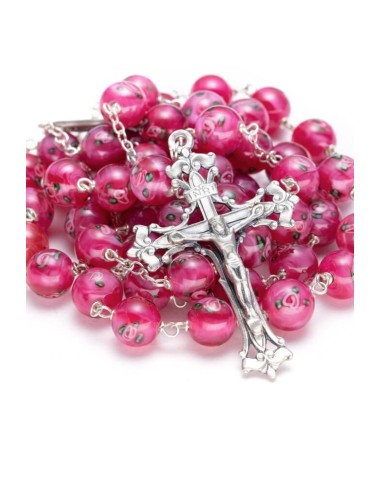 Rose Murano Glass Rosary Big - Baroque Crucifix  | Vatican Gift