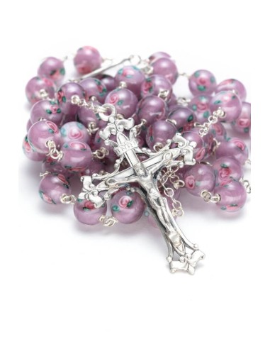 Delicate Violet Murano Glass Rosary - Baroque Crucifix  | Vatican Gift