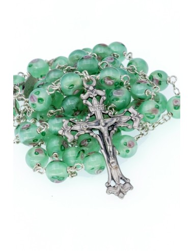 Green Murano Glass Rosary - Baroque Crucifix  | Vatican Gift