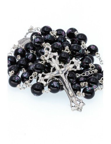 Black Murano Glass Rosary  - Baroque Crucifix  | Vatican Gift