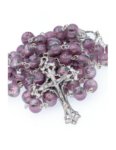 Sweet Violet Murano Glass Rosary - Baroque Crucifix  | Vatican Gift