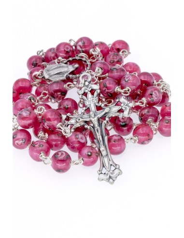 Camelia Rose Murano Glass Rosary - Baroque Crucifix  | Vatican Gift