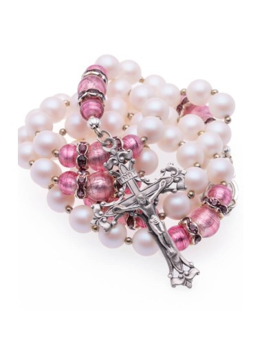 Pearlscent White Haute Pink Rosary  | Vatican Gift