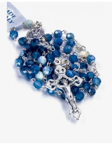 Variegate Sky Blue Agate Rosary Necklace  | Vatican Gift