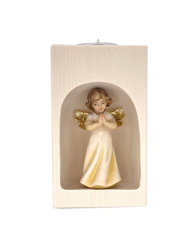 Praying Angel - Wooden statue candle holder