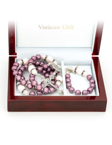 Rosary and Rosary Bracelet set - Purple