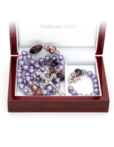 Rosary and Rosary Bracelet set - Purple