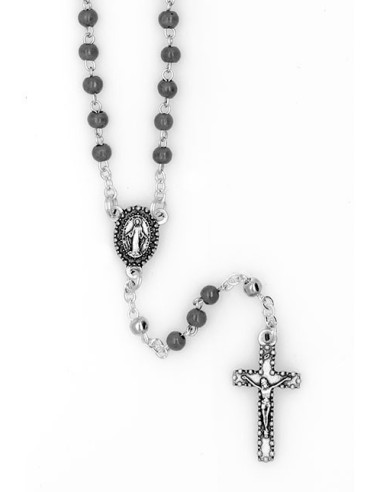 Mini Gray wood and metal Rosary necklace  | Vatican Gift