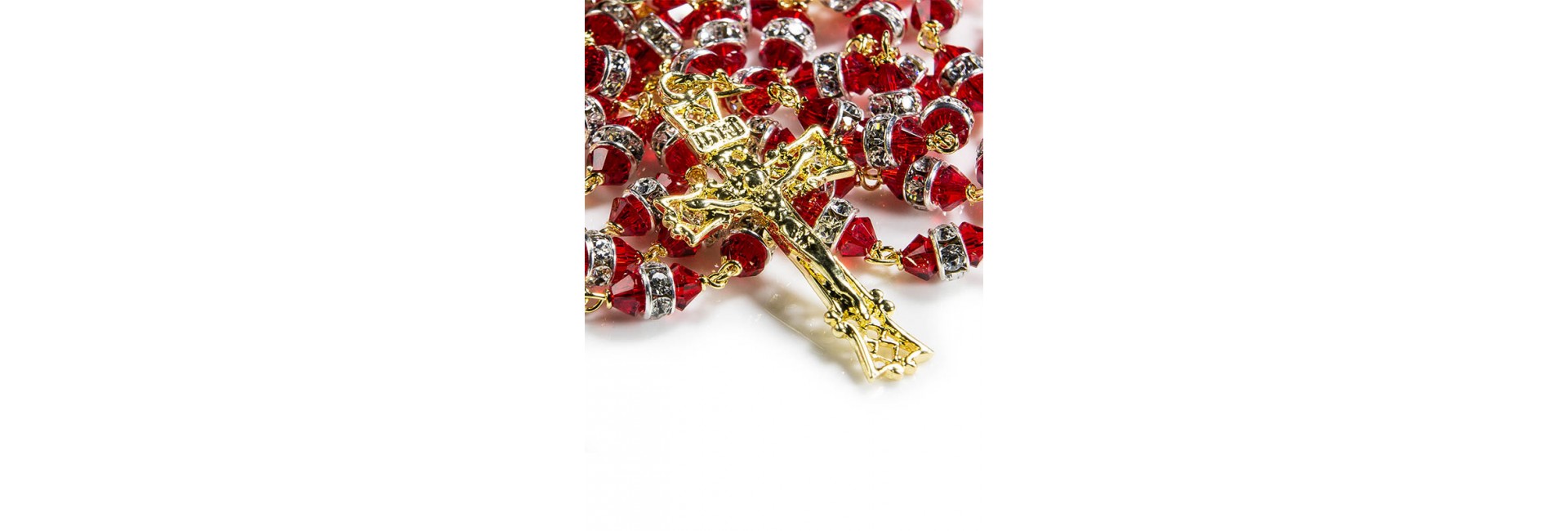 Red beads 3mm beads rosary 18kts of gold plated – Raf Rossi Gold Plated