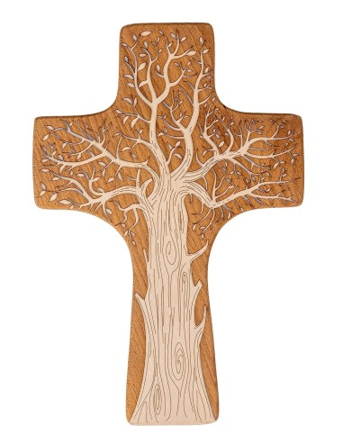 Tree of Life Cross carved in wood  | Vatican Gift