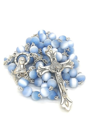 Sky Blue Cat's Eye Rosary  | Vatican Gift