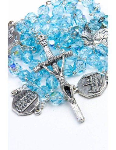 Four Basilicas Sky Blue Rosary small