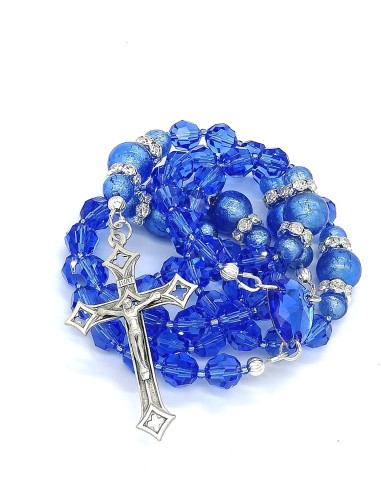 Sapphire  Crystals and Murano Glass Beads Rosary  | Vatican Gift