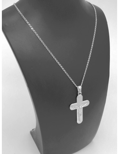 Sterling Silver Stripes Crucifix with chain  | Vatican Gift