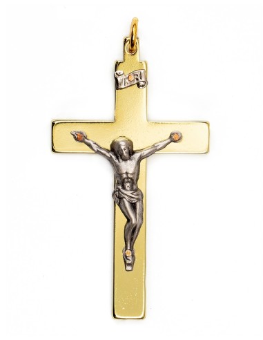 Crucifix Steel Smooth Golden Chrome | Vatican Gift