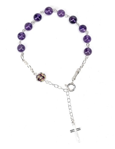 Amethyst Beads Sterling Silver Rosary Bracelet | Vatican Gift