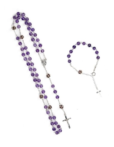 Amethyst Sterling Silver Rosary and Bracelet Set | Vatican Gift