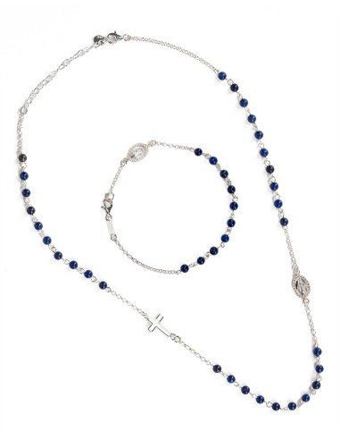 Lapis Lazuli Sterling Silver Necklace and Bracelet Set | Vatican Gift