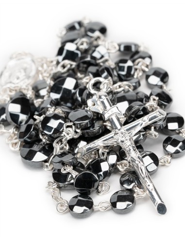 Flat Ematite Beads Sterling Silver Rosary | Vatican Gift