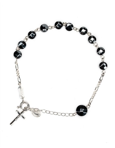 Flat Ematite Beads Sterling Silver Rosary Bracelet | Vatican Gift