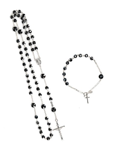 Flat Ematite Beads Sterling Silver Rosary Set | Vatican Gift