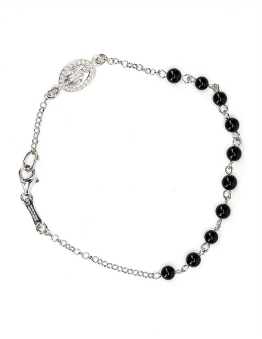 Black Beads Sterling Silver Bracelet | Vatican Gift