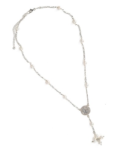 Pearls Sterling Silver Rosary Necklace | Vatican Gift