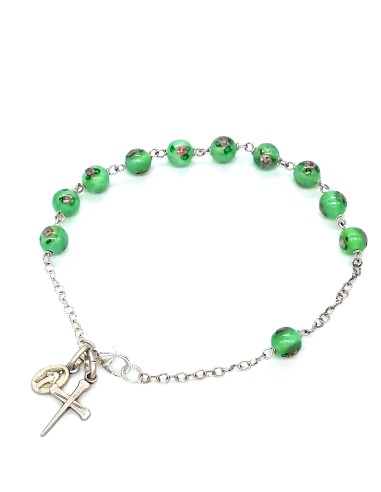 Green Murano glass Beads Rosary bracelet  | Vatican Gift