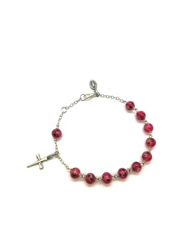 Rose Murano glass Beads Rosary bracelet  | Vatican Gift