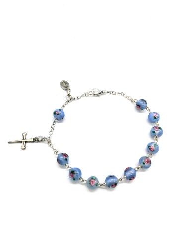 Sky Blue Murano glass bead Rosary Bracelet  | Vatican Gift