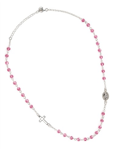 Pink Crystal Sterling Silver Necklace | Vatican Gift