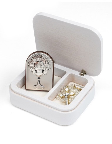 Holy Communion Gift set 02 - Wooden White  Box  | Vatican Gift