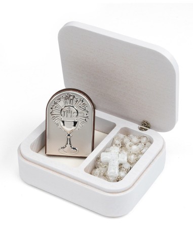 Holy Communion Gift set 01 - Wooden White  Box  | Vatican Gift