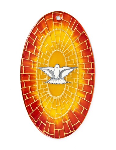 Dove Holy Spirit on Glass Oval Size Medium | Vatican Gift