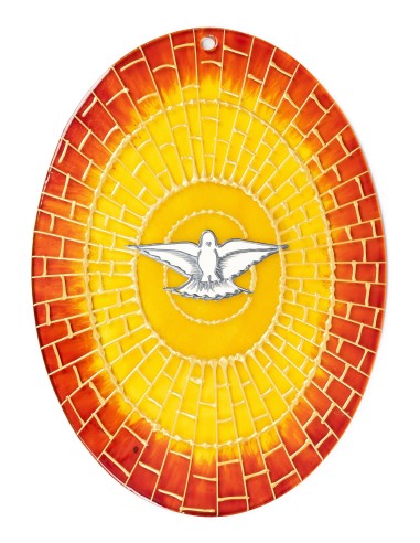 Dove Holy Spirit on Glass Oval Size Large | Vatican Gift